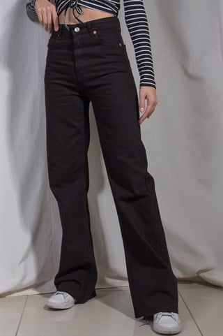 Lazer Kesim Straight Jean - Siyah