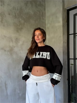 Malibu Crop Oversize Swatshirt - Siyah