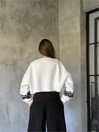 Malibu Crop Oversize Sweatshirt - Beyaz