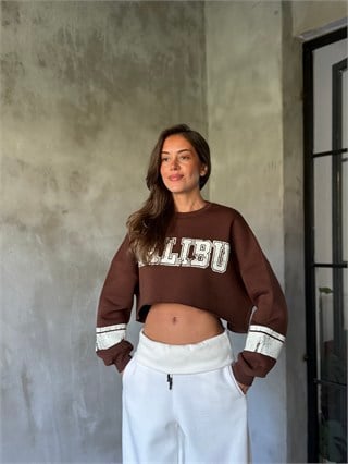 Malibu Crop Oversize Sweatshirt - Kahverengi