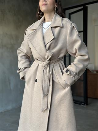 Massi Oversize Kaşe Kaban - Krem