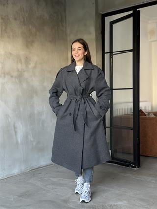 Massi Oversize Kuşakl Kaban - Antrasit