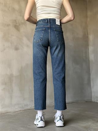 Mavi Kesik Paça Boyfit Jean