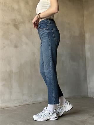 Mavi Kesik Paça Boyfit Jean