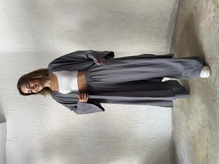 Heny Maxi Kimono Gofre Takım - Gri