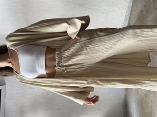 Heny Maxi Kimono Gofre Takım - Krem