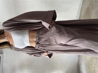 Heny Maxi Kimono Gofre Takım - Vizon