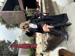 Metal Detay Oversize Maxi Boy Kuşaklı Kaşe Kaban - Siyah