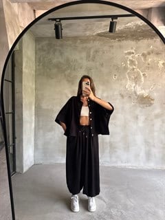 Modal Ceketli Balon Takım - Siyah