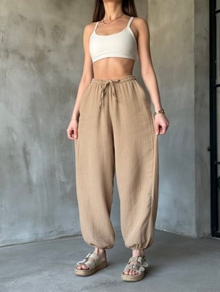 Müslin Balon Pantolon - Camel