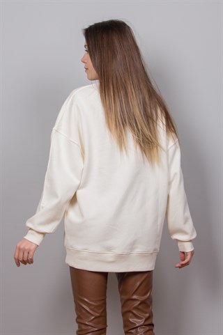 Nakışlı Mont Blanc Sweatshirt - Krem