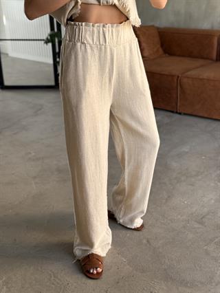 Natural Keten Yelek Pantolon Takım