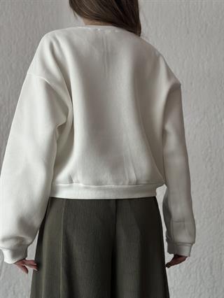 NYC Nakışlı Sweatshirt - Beyaz