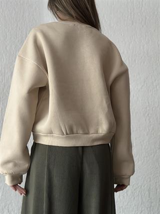NYC Nakışlı Sweatshirt - Krem