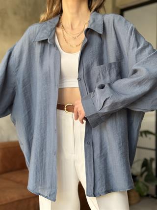 Oli Oversize Tencel Gömlek - İndigo
