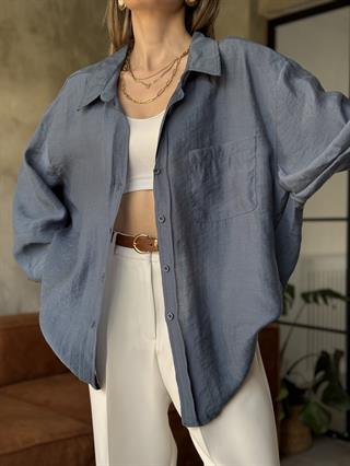 Oli Oversize Tencel Gömlek - İndigo