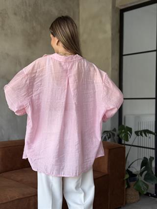 Oli Oversize Tencel Gömlek - Pembe