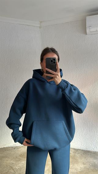 Oversize Basic Eşofman Takımı - İndigo