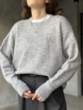 Oversize Basic Triko Kazak - Gri