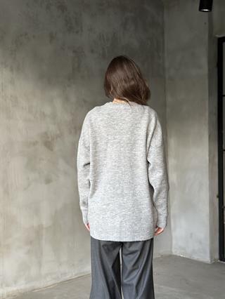 Oversize Basic Triko Kazak - Gri