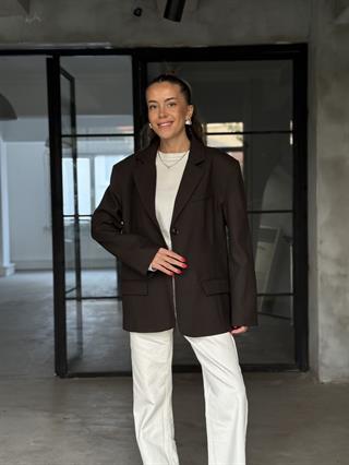 Oversize Blazer Ceket - Acı Kahve