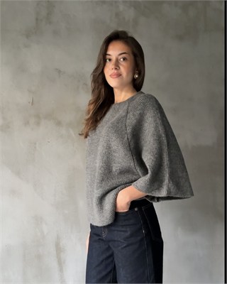 Oversize Fakir Kol Örme Kazak - Antrasit