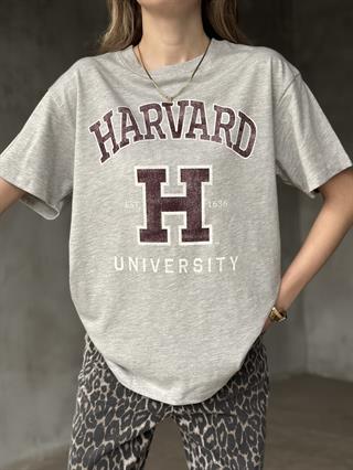 Oversize Harvard Baskılı T-Shirt