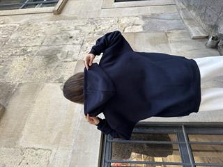 Oversize Kapüşonlu Hırka - Lacivert