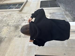 Oversize Kapüşonlu Hırka - Siyah