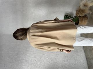 Oversize Keten Tek Cepli Gömlek - Camel