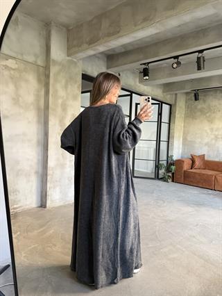 Oversize Maxi Boy Triko Hırka - Antrasit