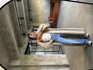 Oversize Maxi Boy Triko Hırka - Krem