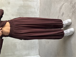 Oversize Şalvar Bağlamalı İkili Takım - Kahverengi