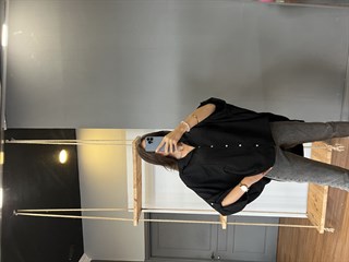 Oversize Siyah Arkası Uzun Gömlek