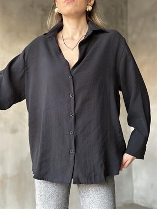 Oversize Tensel Gömlek - Siyah