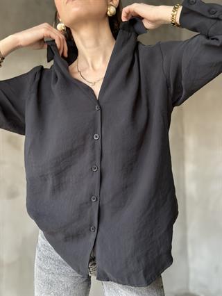 Oversize Tensel Gömlek - Siyah