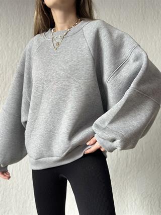 Oversize Unisex Yarasa Kol Sweatshirt - Gri