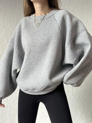 Oversize Unisex Yarasa Kol Sweatshirt - Gri