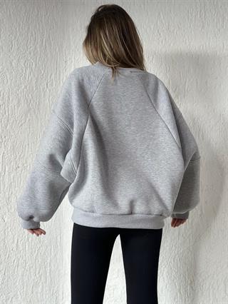 Oversize Unisex Yarasa Kol Sweatshirt - Gri