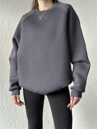 Oversize Uzun Sweatshirt - Antrasit