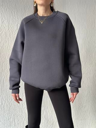 Oversize Uzun Sweatshirt - Antrasit