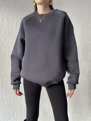 Oversize Uzun Sweatshirt - Antrasit