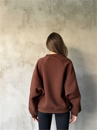 Oversize Yarasa Kol Sweatshirt - Kahverengi