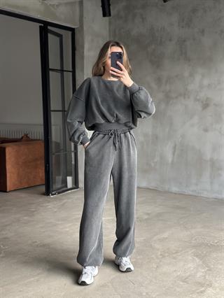 Oversize Yıkamalı İkili Eşofman Takımı 