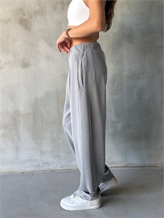 Paça Detay Barrel Modal Pantolon - Gri