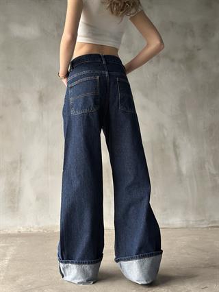 Paça Katlamalı Baggy Jean