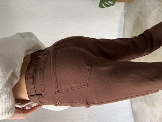 Paça Kesik Mom Jean - Kahverengi