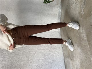 Paça Kesik Mom Jean - Kahverengi