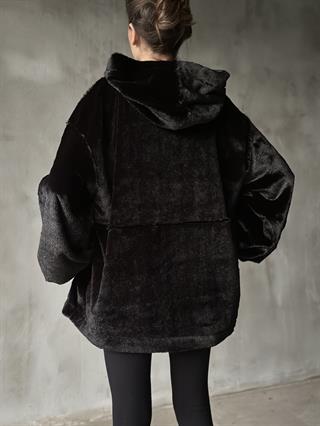 Peluş Teddy  Oversize Sweatshirt - Siyah