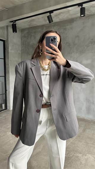 Perry Gri Oversize Blazer Ceket